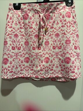Women's Pink Floral Skort - Drawstring Casual Skort